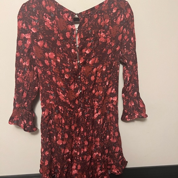 Free People All the Right Ruffles Rose Floral Berry Combo Romper - Picture 6 of 7